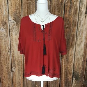 EUC Timing Sz Large Boho Style Short Sleeve Shirt
